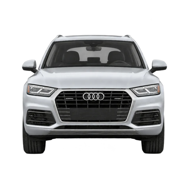Audi Q5 2025 باللون فضي، منظر أمامي