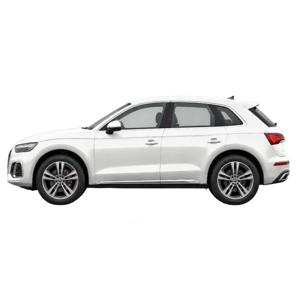 Audi Q5 2026 باللون أبيض، منظر جانبي (متجه إلى اليسار)