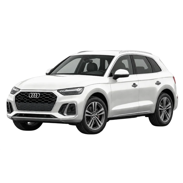 2027 Audi Q5 in weiß, Ansicht: Dreiviertelansicht vorne (nach links gerichtet)