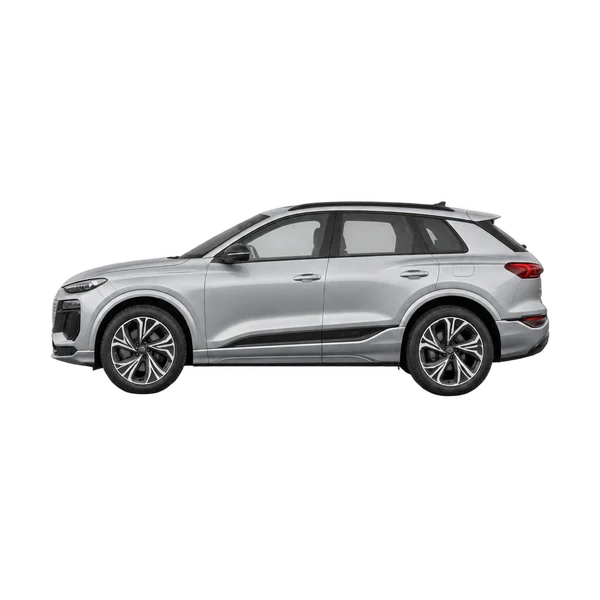 Audi Q6 E-Tron 2024 prata, vista lateral (voltada para a esquerda)