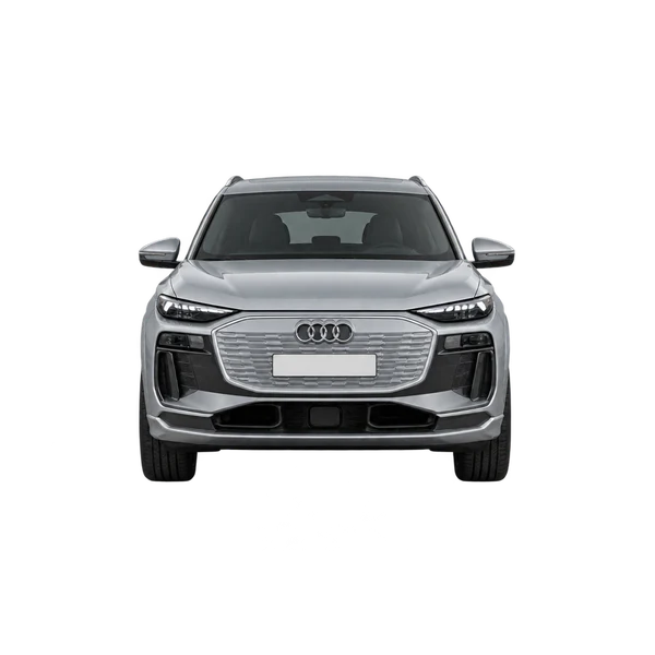 Audi Q6 E-Tron 2025 prata, vista frente