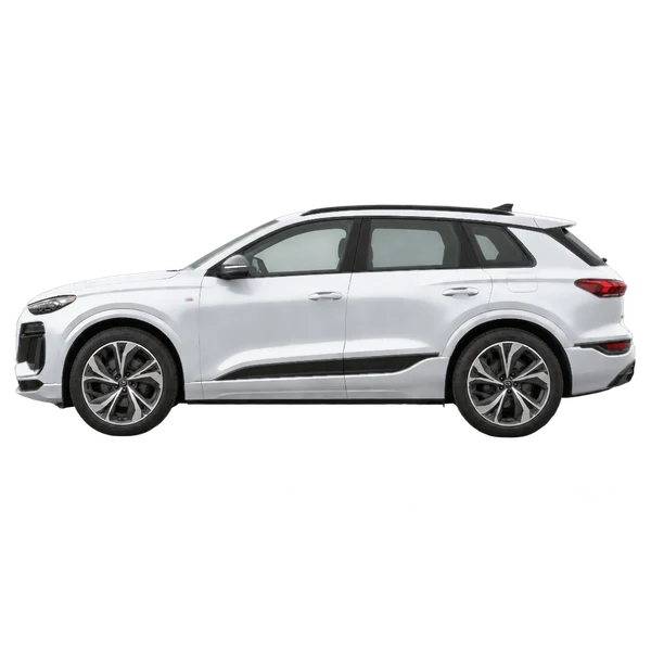 Audi Q6 E-Tron 2025 prata, vista lateral (voltada para a esquerda)