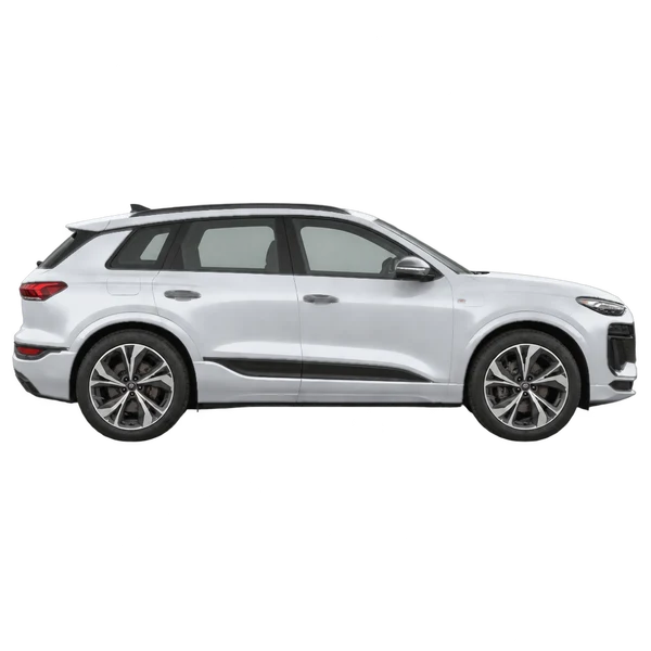 Audi Q6 E-Tron 2025 prata, vista lateral (voltada para a direita)