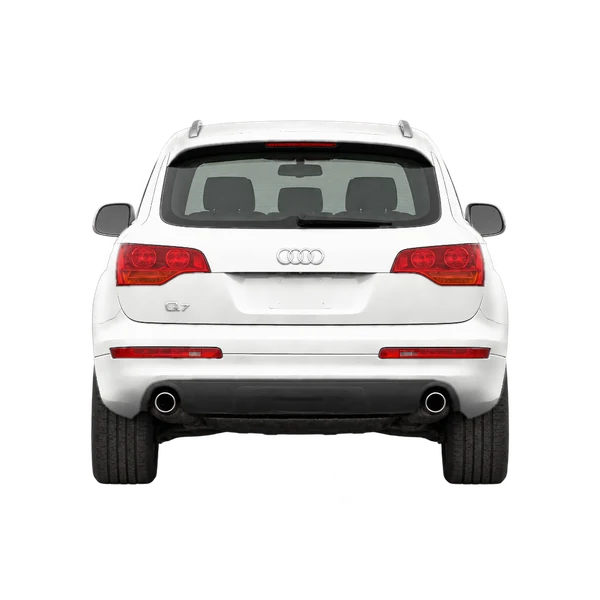 Audi Q7 2015 باللون أبيض، منظر من الخلف