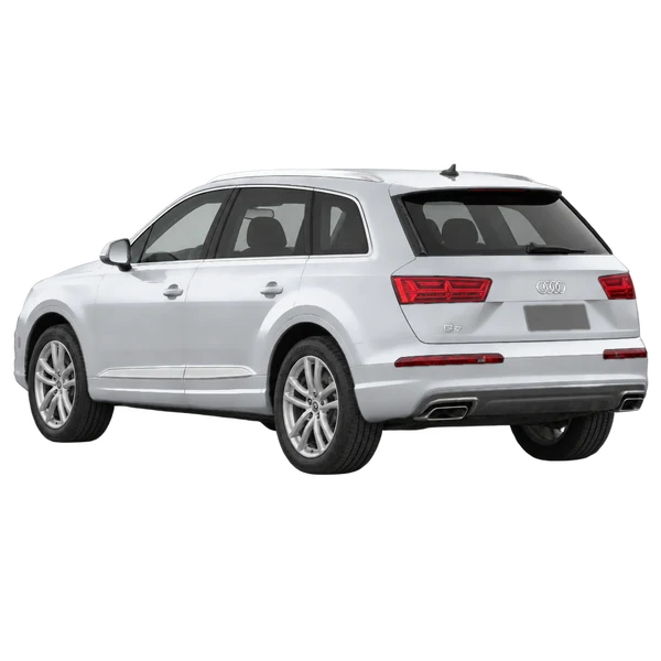2016 Audi Q7 in Silber, Ansicht: Dreiviertelansicht von hinten (nach links gerichtet)