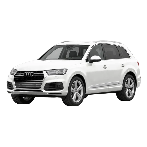 Audi Q7 2018 blanc, vue trois-quarts avant (orienté vers la gauche)