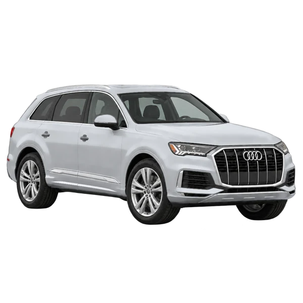 Audi Q7 2024 argent, vue trois-quarts avant (orienté vers la droite)