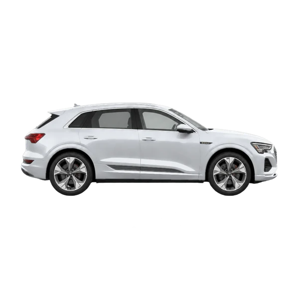 Audi Q8 55 E-Tron 2022 prata, vista lateral (voltada para a direita)