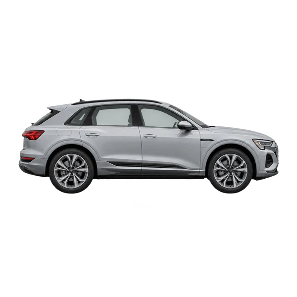 2025 Audi Q8 E-Tron Dakar in Silber, Ansicht: Seite (nach rechts gewandt)