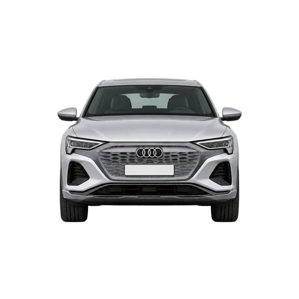 Audi Q8 E-Tron Sportback 2024 باللون فضي، منظر أمامي