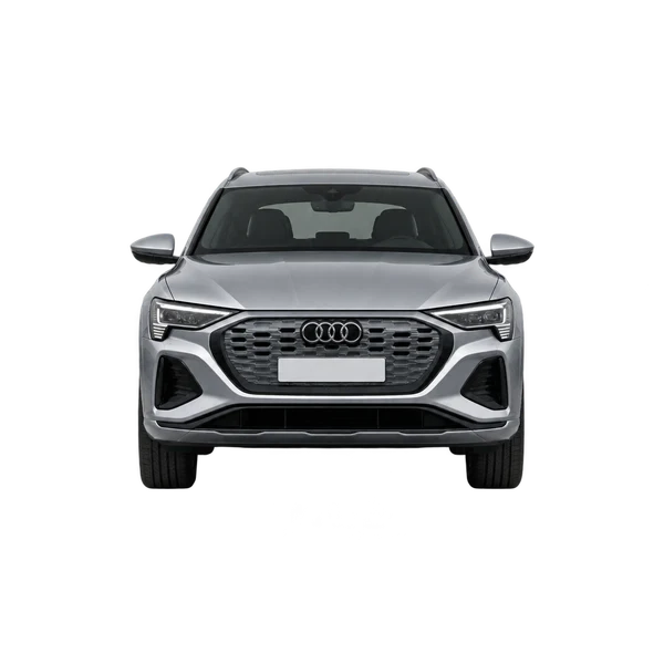 Audi Q8 E-Tron 2023 باللون فضي، منظر أمامي