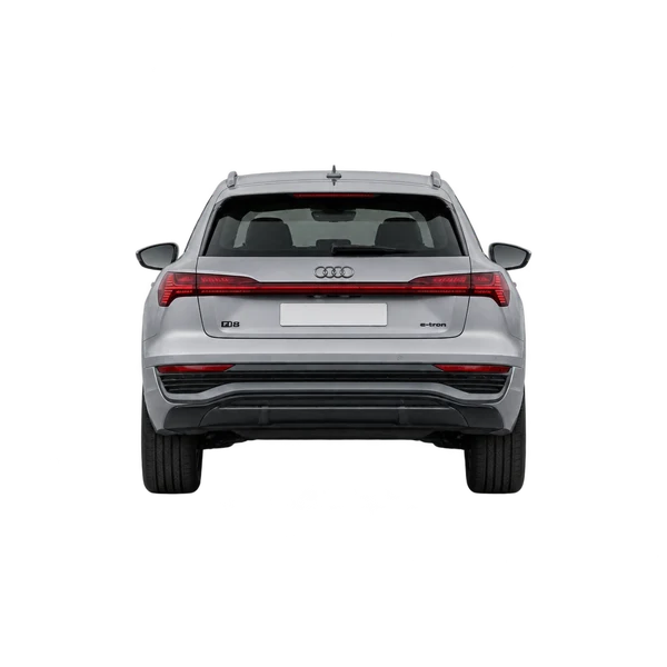 Audi Q8 E-Tron 2023 باللون فضي، منظر من الخلف