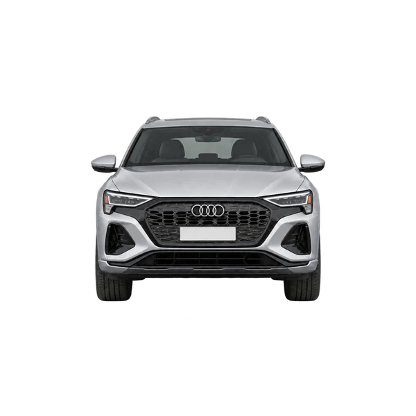 Audi Q8 E-Tron 2024 باللون فضي، منظر أمامي