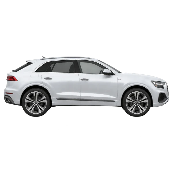 2019 Audi Q8 in Silber, Ansicht: Seite (nach rechts gewandt)