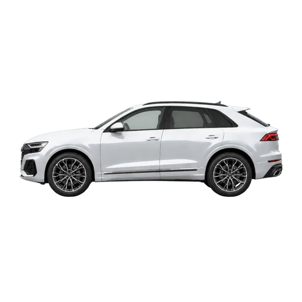 2026 Audi Q8 in Silber, Ansicht: Seite (nach links gerichtet)