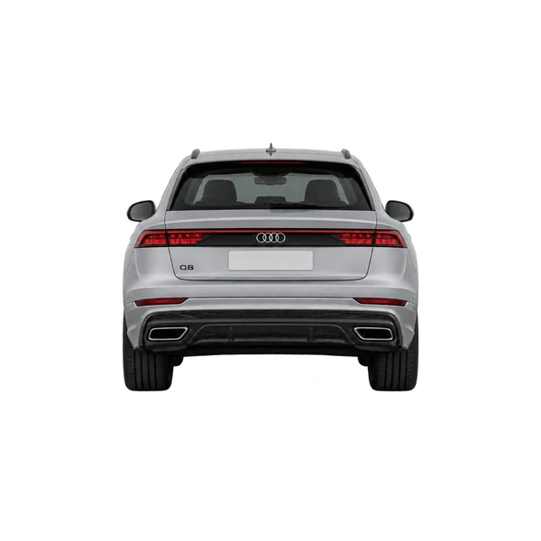 Audi Q8 2027 باللون فضي، منظر من الخلف