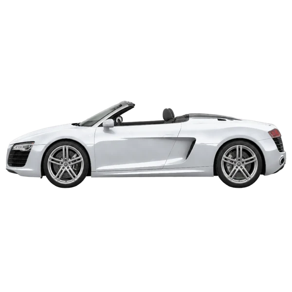 silver 2012 Audi R8 Spyder side (facing left) view