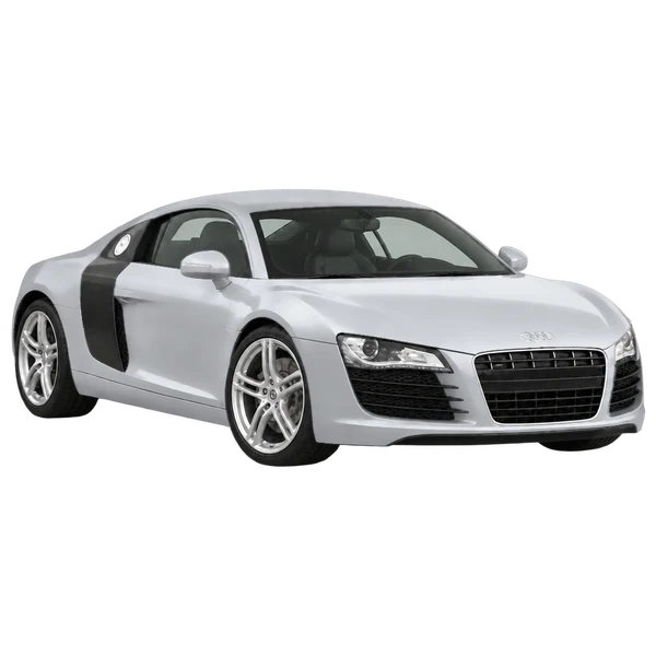 2008 Audi R8 in Silber, Ansicht: Dreiviertelansicht vorne (nach rechts)