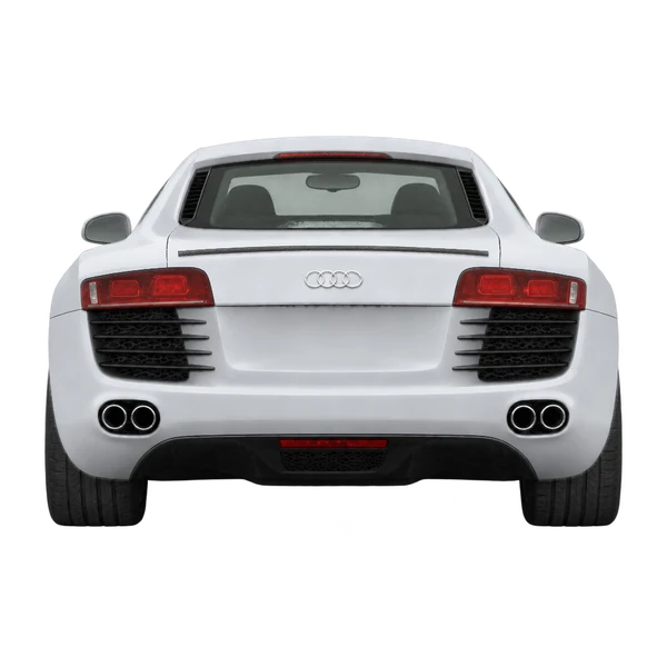 Audi R8 2010 باللون فضي، منظر من الخلف