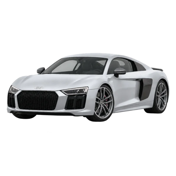 2020 Audi R8 in Silber, Ansicht: Dreiviertelansicht vorne (nach links gerichtet)