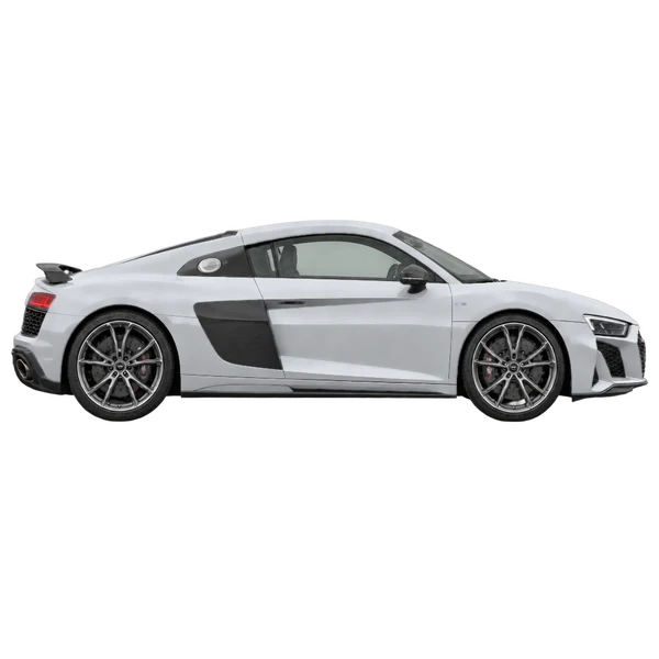 2024 Audi R8 in Silber, Ansicht: Seite (nach rechts gewandt)