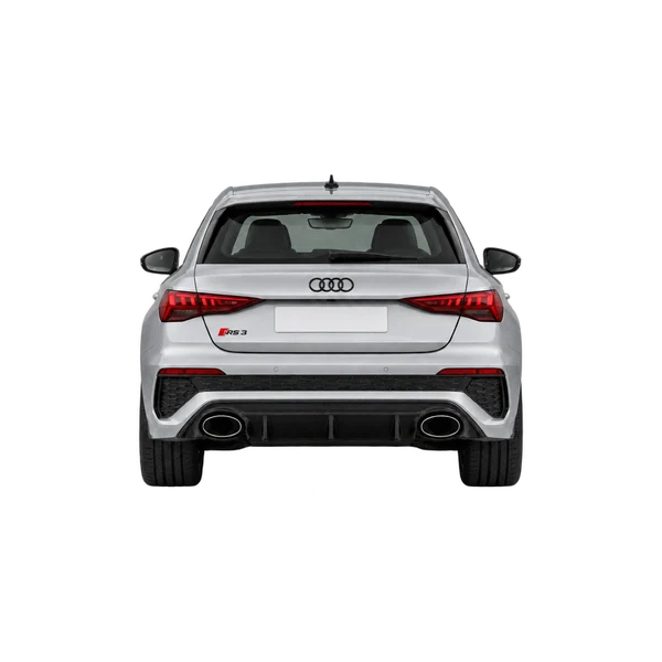Audi RS 3 2022 باللون فضي، منظر من الخلف