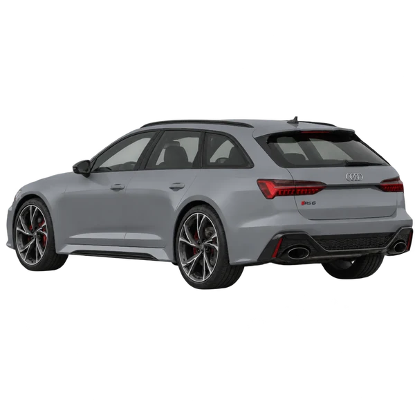 Audi RS 6 Avant 2021 gris, vue trois-quarts arrière (orienté vers la gauche)