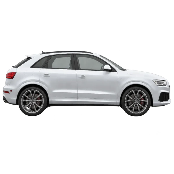 Audi RS Q3 2015 prata, vista lateral (voltada para a direita)