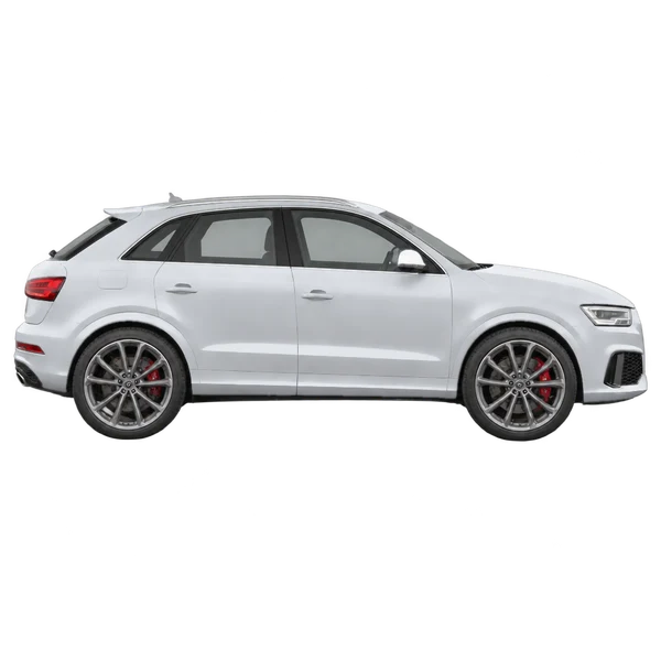 Audi RS Q3 2016 prata, vista lateral (voltada para a direita)