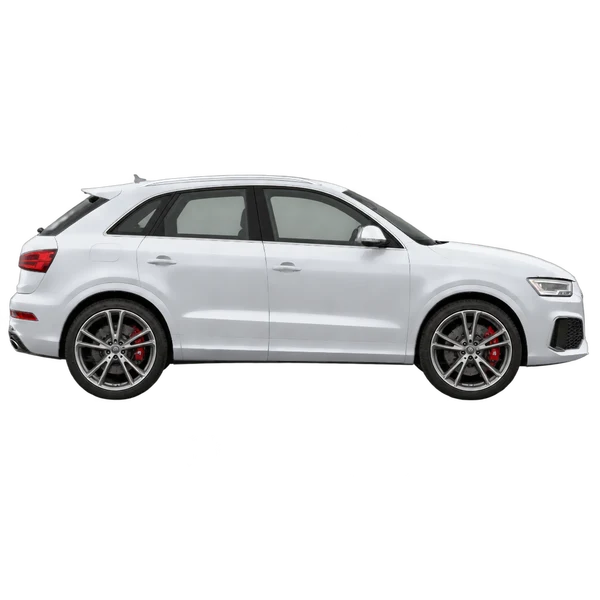 Audi RS Q3 2017 prata, vista lateral (voltada para a direita)