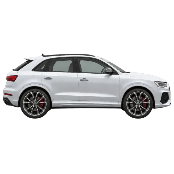 Audi RS Q3 2019 prata, vista lateral (voltada para a direita)