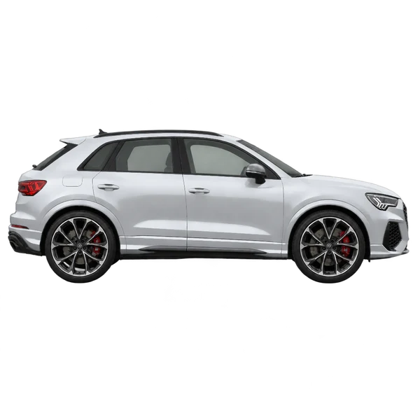Audi RS Q3 2020 prata, vista lateral (voltada para a direita)