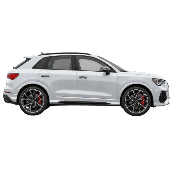 Audi RS Q3 2021 prata, vista lateral (voltada para a direita)