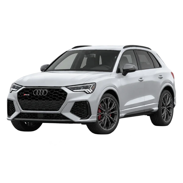 Audi RS Q3 2022 prata, vista dianteira em três quartos (voltada para a esquerda)