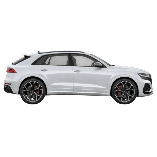 Audi RS Q8 2019 prata, vista lateral (voltada para a direita)