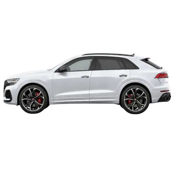 2023 Audi RS Q8 in Silber, Ansicht: Seite (nach links gerichtet)