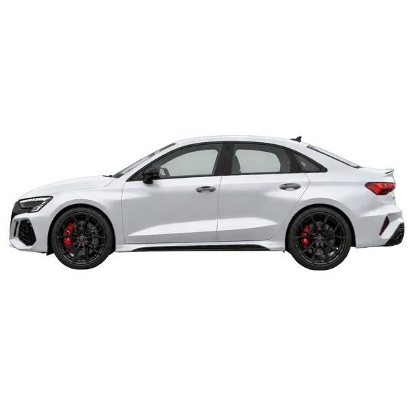 silver 2025 Audi RS3 Limousine side (facing left) view