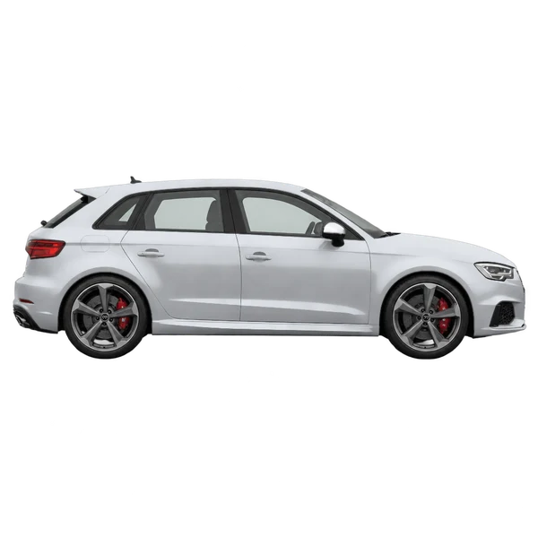 Audi RS3 2015 باللون فضي، منظر منظر جانبي (باتجاه اليمين)