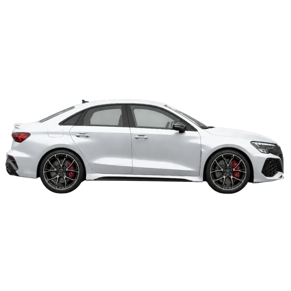 Audi RS3 2022 باللون فضي، منظر منظر جانبي (باتجاه اليمين)