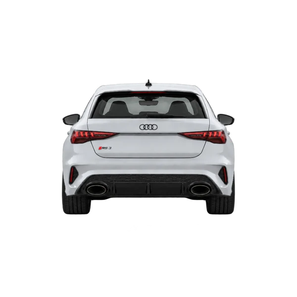 Audi RS3 2025 باللون فضي، منظر من الخلف