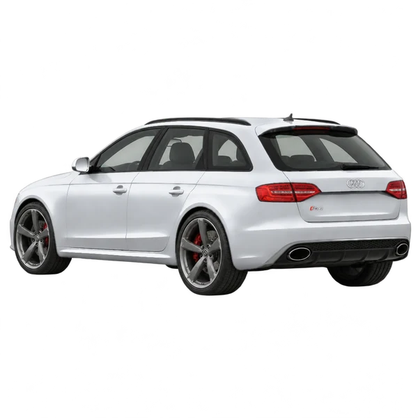 2015 Audi RS4 in Silber, Ansicht: Dreiviertelansicht von hinten (nach links gerichtet)
