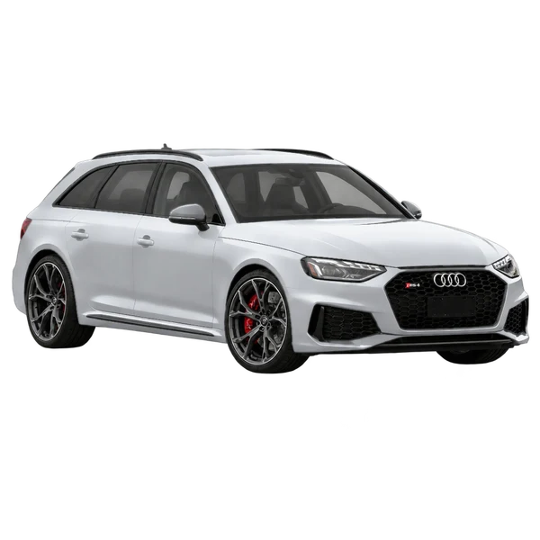 2019 Audi RS4 in Silber, Ansicht: Dreiviertelansicht vorne (nach links gerichtet)