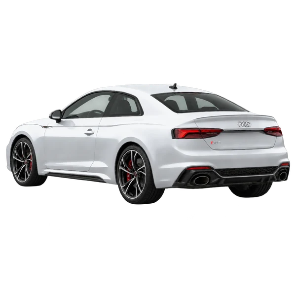 2020 Audi RS5 in Silber, Ansicht: Dreiviertelansicht von hinten (nach links gerichtet)