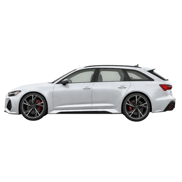 2023 Audi RS6 Avant in Silber, Ansicht: Seite (nach links gerichtet)
