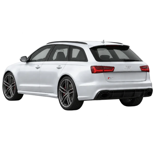 2014 Audi RS6 in Silber, Ansicht: Dreiviertelansicht von hinten (nach links gerichtet)