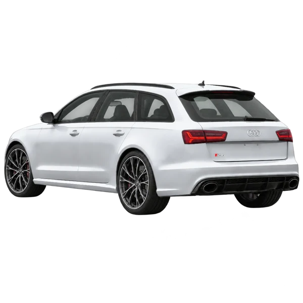 2015 Audi RS6 in Silber, Ansicht: Dreiviertelansicht von hinten (nach links gerichtet)