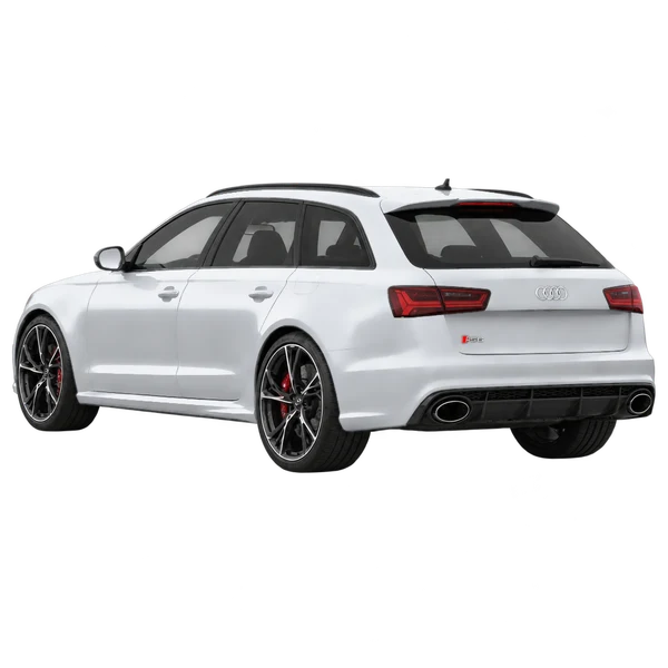 2017 Audi RS6 in Silber, Ansicht: Dreiviertelansicht von hinten (nach links gerichtet)