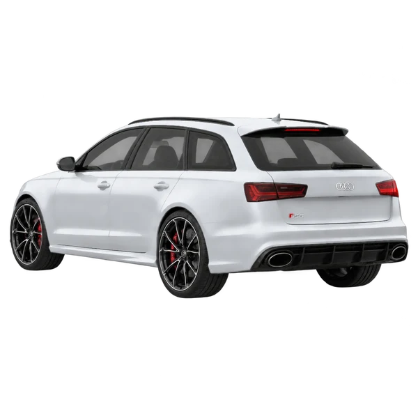 2018 Audi RS6 in Silber, Ansicht: Dreiviertelansicht von hinten (nach links gerichtet)