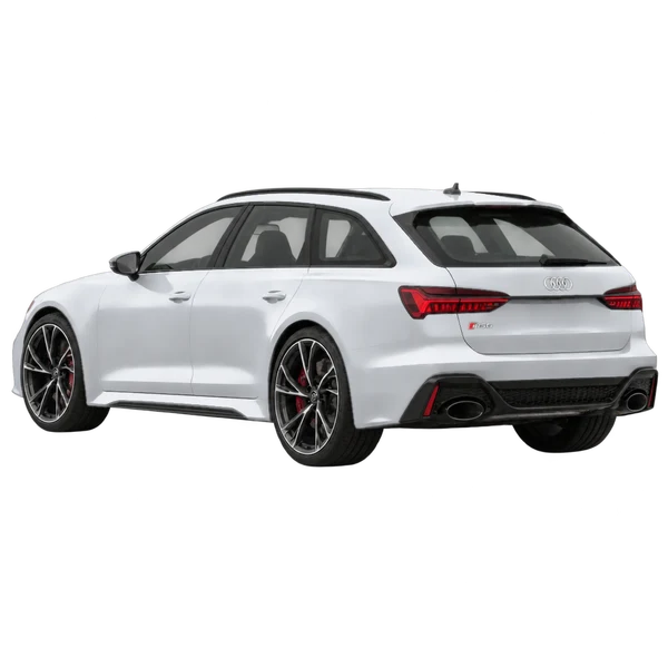 2019 Audi RS6 in Silber, Ansicht: Dreiviertelansicht von hinten (nach links gerichtet)