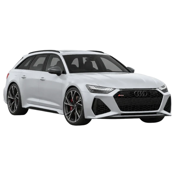 2020 Audi RS6 in Silber, Ansicht: Dreiviertelansicht vorne (nach links gerichtet)